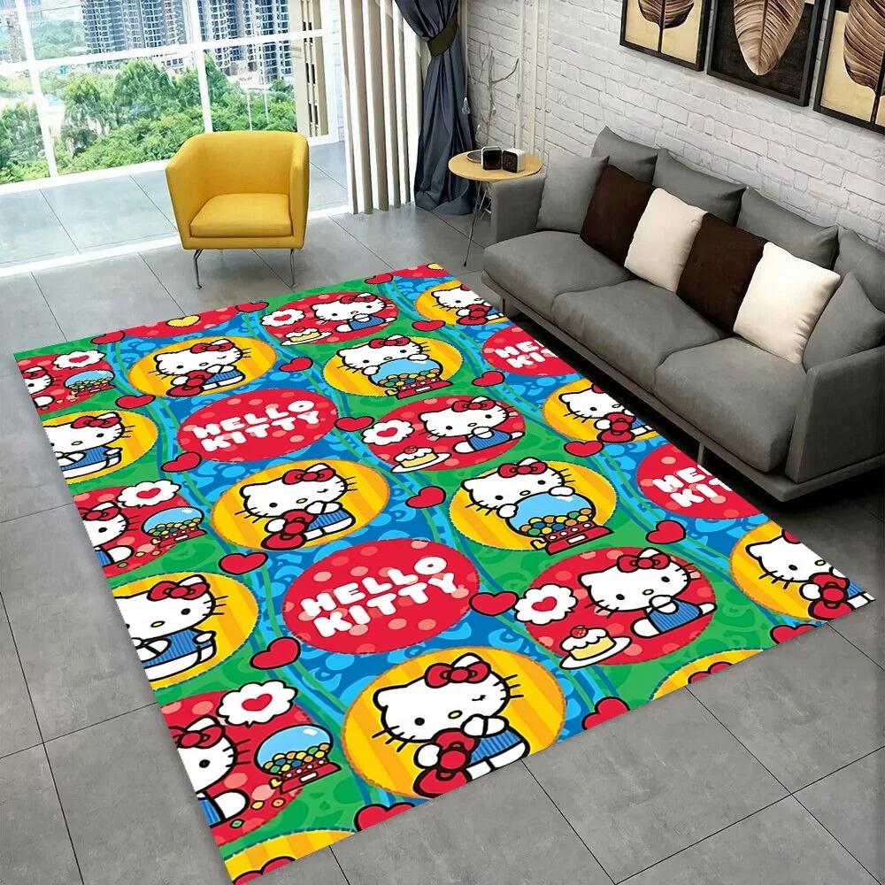 Sanrio Cartoon Girl Carpet New Hello Kitty Cat Rug for Bedroom Living Room Home Sofa Decor Children Crawling Mat
