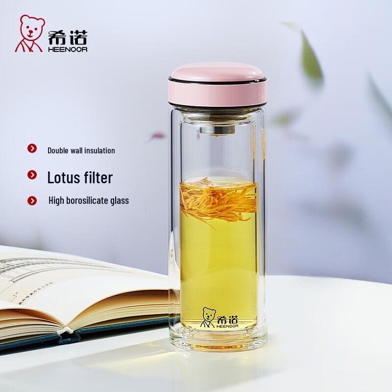 XINUO Double Wall Glass Tea Infuser Cup