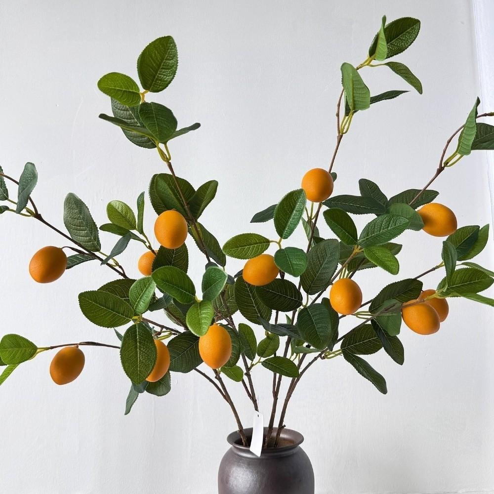 Real Touch 3 Forked Lemon Branches Realistic Artificial Plant Flower Arrangement Bedroom
