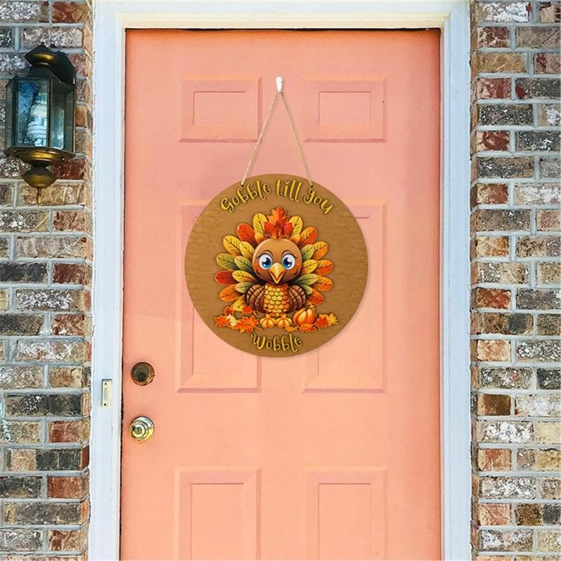 Harvest Themed Turkey Front Door Sign Seasonal Plywood Decoration for Entryway Stylish Thanksgiving Party Supplies