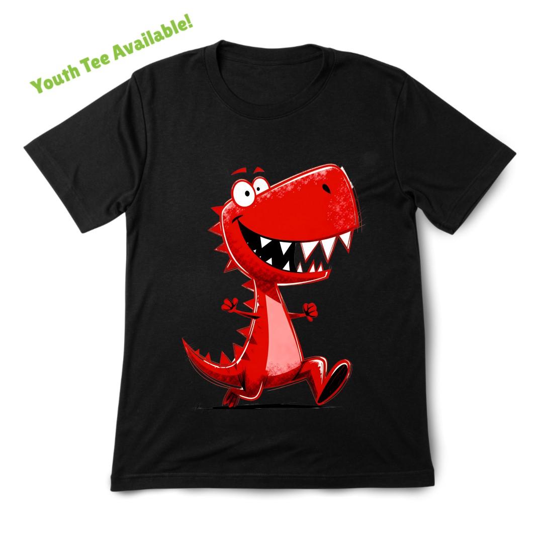 Funny Running Dino T-Shirt,Retro Cartoon Dinosaur Graphic Tee|Men Women Youth XXXXL