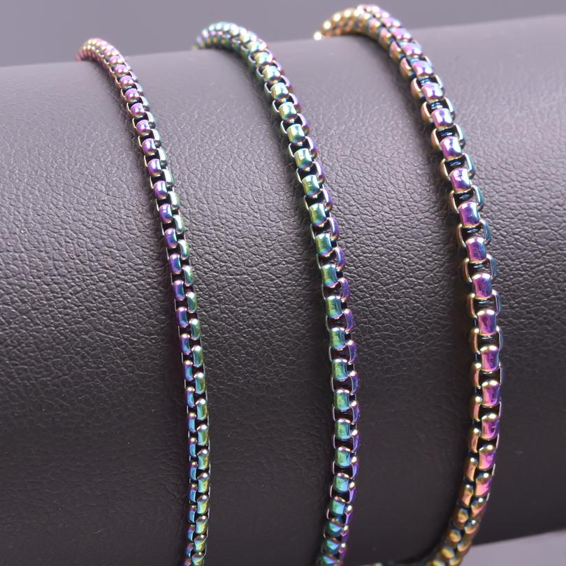 2/2.5/3/4mm Stainless Steel Square Rolo Chain Necklaces For Women Men Accessories 40-90cm Long Chains Round Box Jewelry Bulk Set