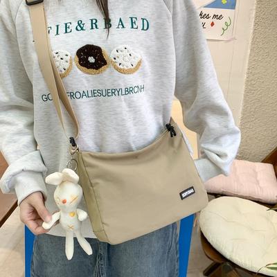 Canvas Bag Women'S Large-Capacity Simple Casual Versatile Commuter Messenger Bag Student Class Shoulder Bag