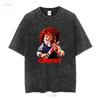 Chucky Bloody Knife Childs Play Halloween T SHIRT US Size Xmas Vintage Washed Streetwear Stretched Unisex Casual Soft Stylish