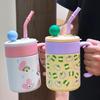 Ceramic Liner Thermos Cup for Girls with High Value 2025 New Desktop Straw Water Cup with Tea Warehouse Office Cold