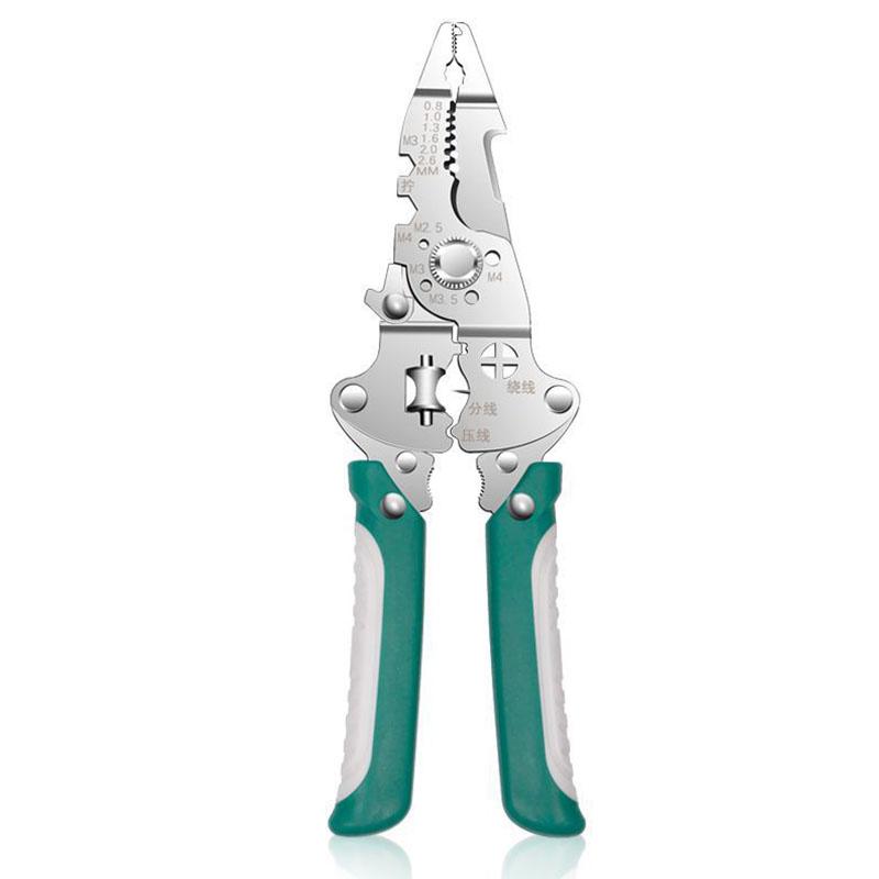 ZK Pliers Multi Functional Folding Electrician Wire Stripping And Cutting Pliers Wire Splitting And Crimping Pliers Wiring Plier 1Pc pliers