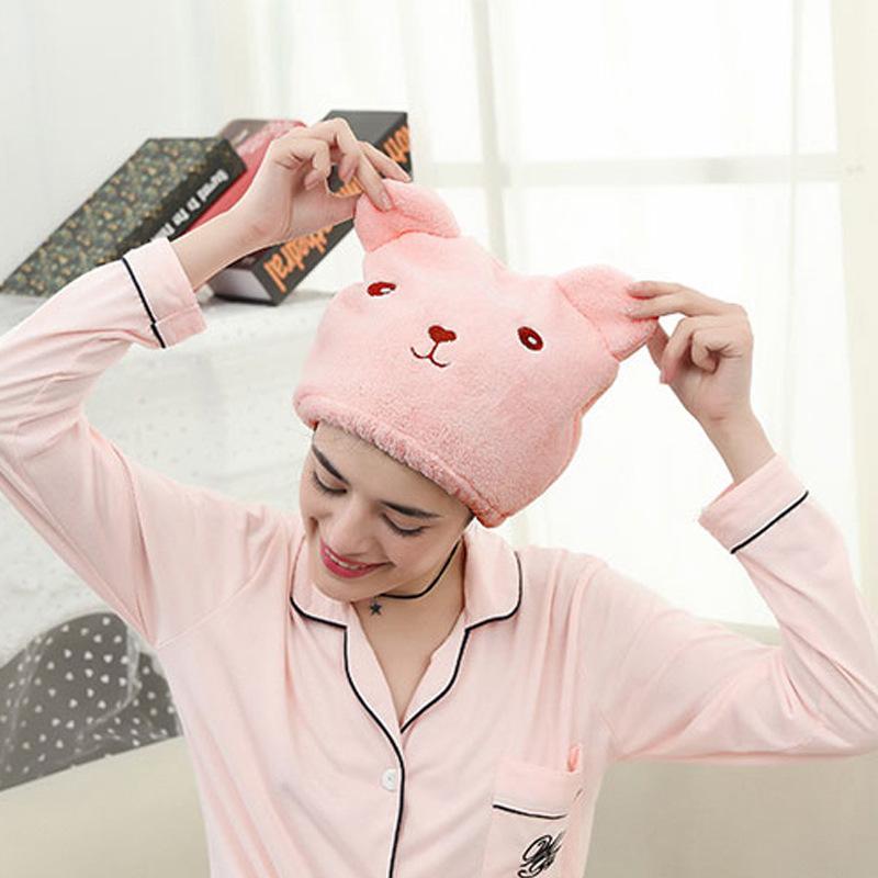 1ks Roztomilá čepice na sušení vlasů Čepice na rychlé sušení vlasů ručníková čepice Super Absorption Turban