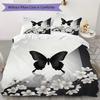 Black Butterfly Pattern Bedding Uilt Set Uilt Cover Pillowcase Home Decoration Birthday Gift (1 * Duvet Cover + 2 * Pillowcase  Without Core)