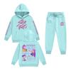 Kids' Long Sleeve Loose Pullover Letter Print Drawstring Hooded Sweatshirt Sweatpants Set