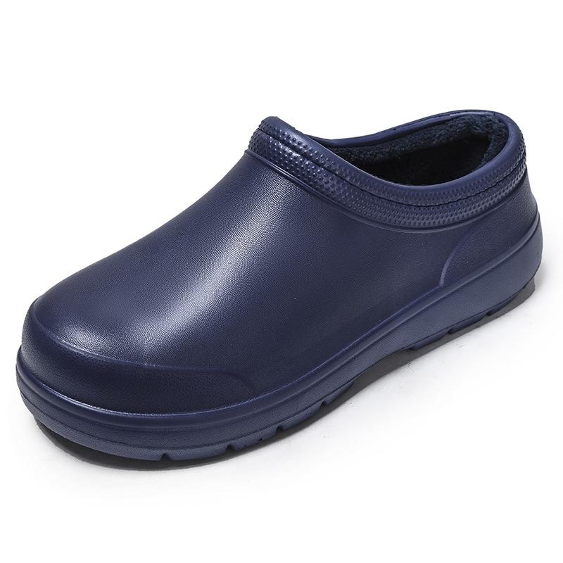 

Осень и зима теплый бархат кухня нескользящие водонепроницаемые ресторан работа шеф-повара обувь носить утолщенные хлопковые туфли 46 темно-синий