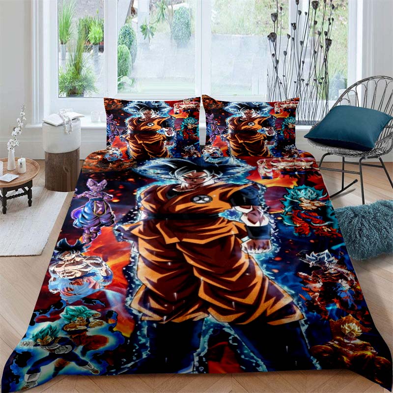 2026 New Dragon Ball Duvet Cover and Pillowcase Bedding Set—Available for Single, Double, Queen, and King-Size Beds.
