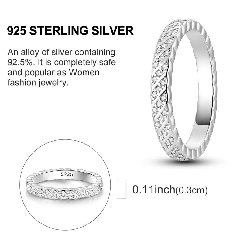 Silver Plated Sparkling Love Rings Zircon Winding Line Geometric Rings For Women Engagement Jewelry Anniversary Gift