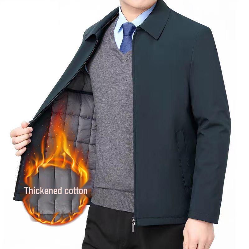2025 Herren Executive Mittleren Alters & Ältere Baumwolljacke - Warm, Verdickt, Lässige Frühjahrs-/Herbstkleidung