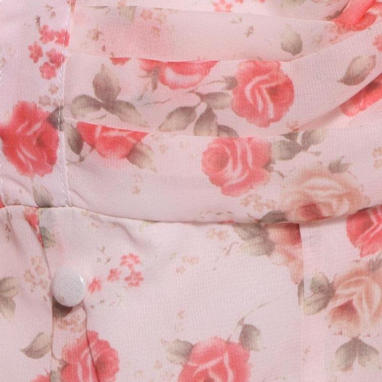 French Elegant Bohemian Floral Blouse Women Sweet Spring Casual Vacation Ruched Elastic Slim Tops Print Shirts