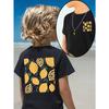 European Sizes Boys' Fashionable Casual Short-Sleeve T-Shirt with Front And Back Prints, Creative Lemon Leaves, Trendy And Versatile Crew Neck Tee
