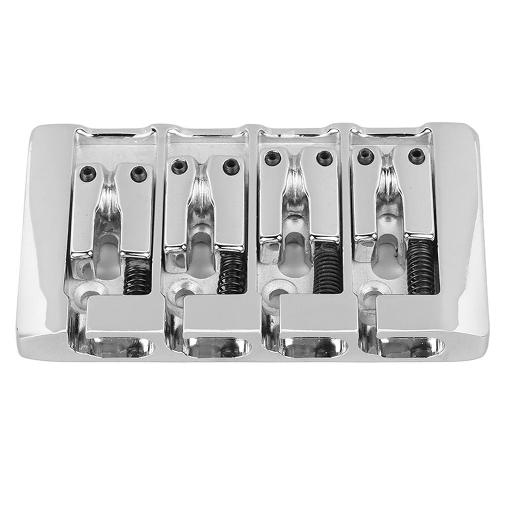 L Shaped Bass Bridge 4 String High Mass Metal Electric Bass Bridge Accessory for Musical Instrument Silver