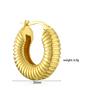 18K Gold Plated Brass Fashion Thick Round Circle Threads Textured Pearl Hoop Earrings for Women High Quality Zircon