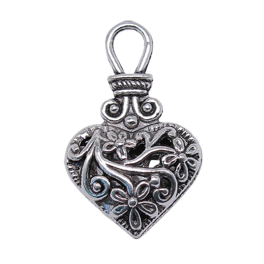 Filigree Heart Charms Antique Alloy Pendants For Vintage Floral Jewelry