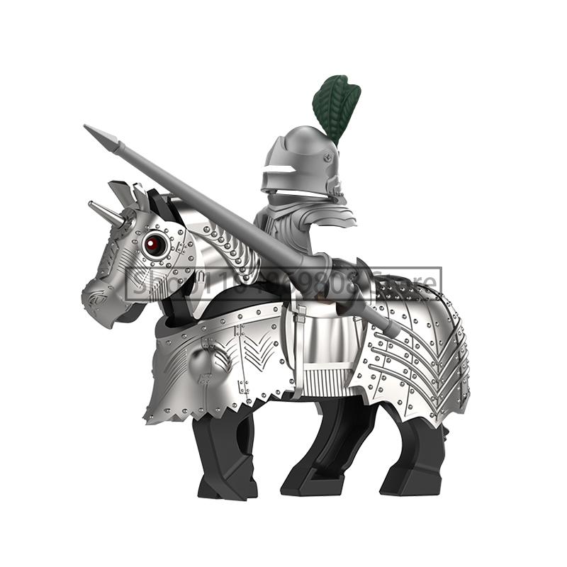 MOC Medieval Military Figures Building Blocks Castle Militia Soldier Dragon Gothic Knight Helmets Swords Shield Bricks Toys N06