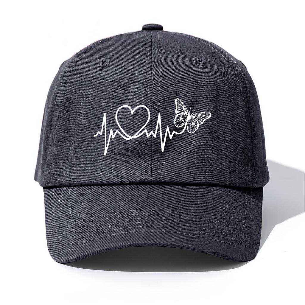 pc HEART AND BUTTERFLY Print Baseball Cap for Adults Minimalist Retro Style Casual Soft Adjustable Dad Hat Perfect As Gift