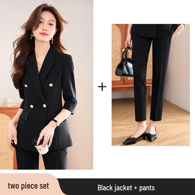 2025 New Style Black Formal Women's Plus Size Blazer Suit for Interviews and Professional Workwear