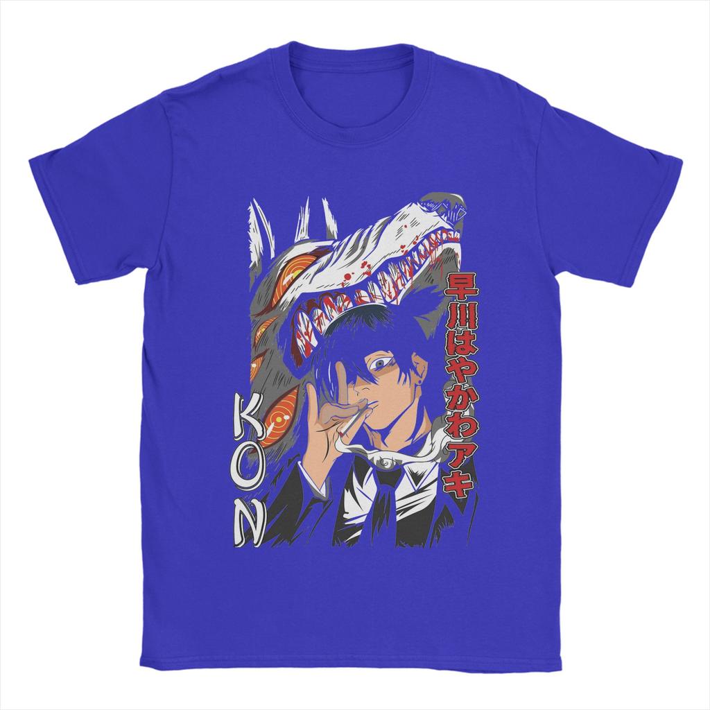 Men T-Shirts Chainsaw Man Aki Hayakawa Vintage Pure Cotton Tee Shirt Short Sleeve T Shirt Crew Neck Clothing New Arrival