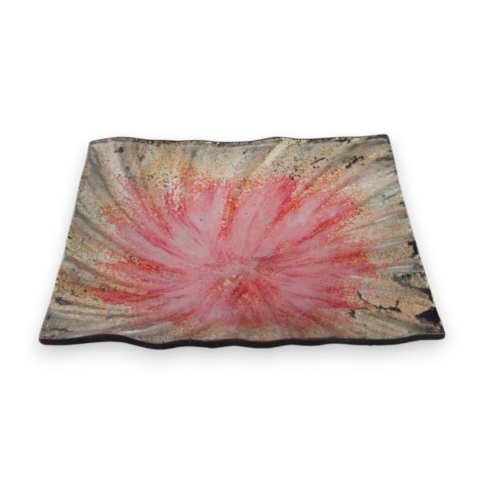 

Small Square Glass Appetizer Pink by Sairan J-Kitchens Plate, Gold, 15cm, розовый