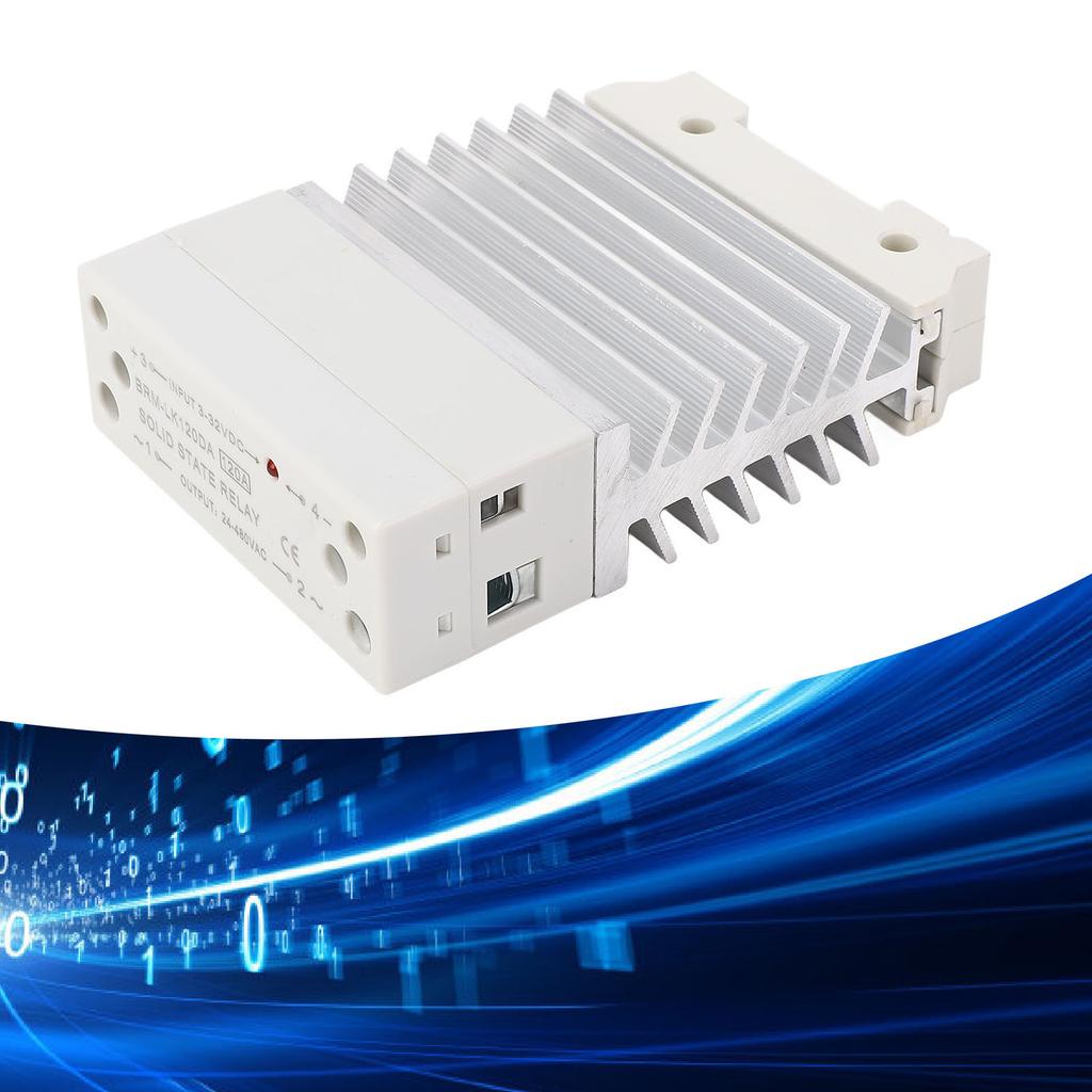 State Relay -AC 120A, Enhanced Heat Dissipation,   Life Single Phase SSR Module with Heat Sink for DIN Rail Installation