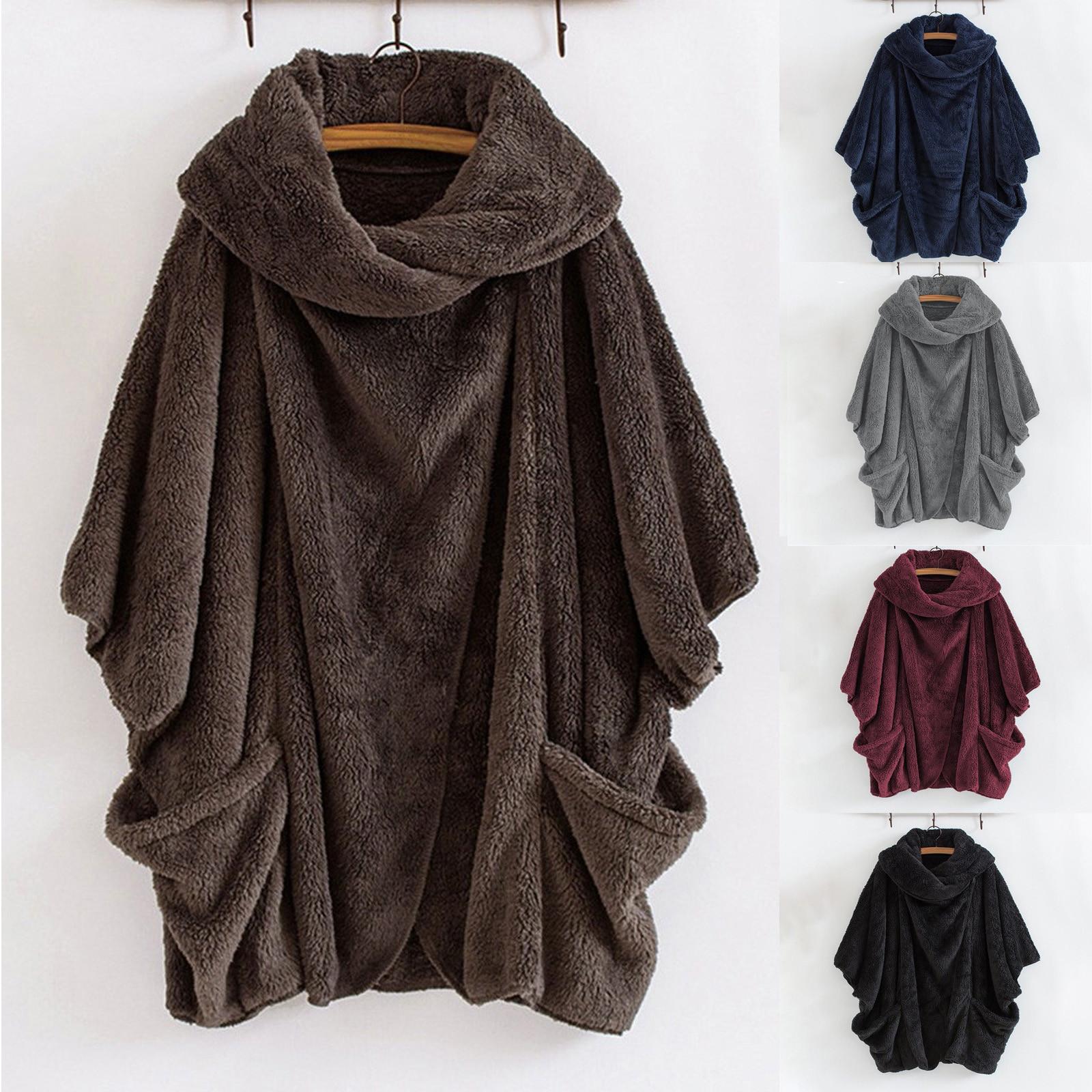 

Ladies Double-sided Plush Large Lapel Sleeve Cardigan Jacket XXXL червоний
