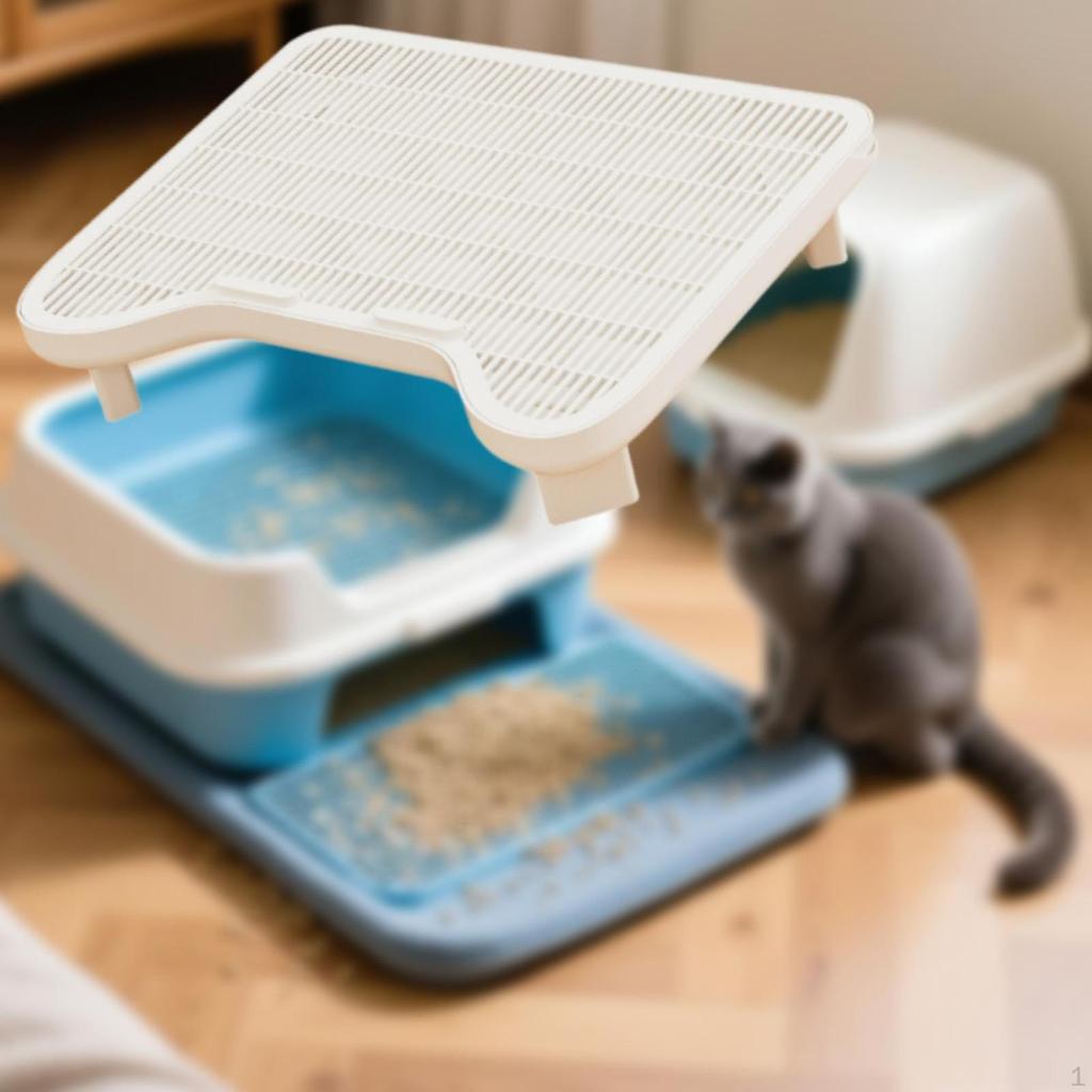 Step Cat Litter Mat Easy Cleaning Lightweight Sturdy Indoor Pedal Stool Elevated Catcher Double