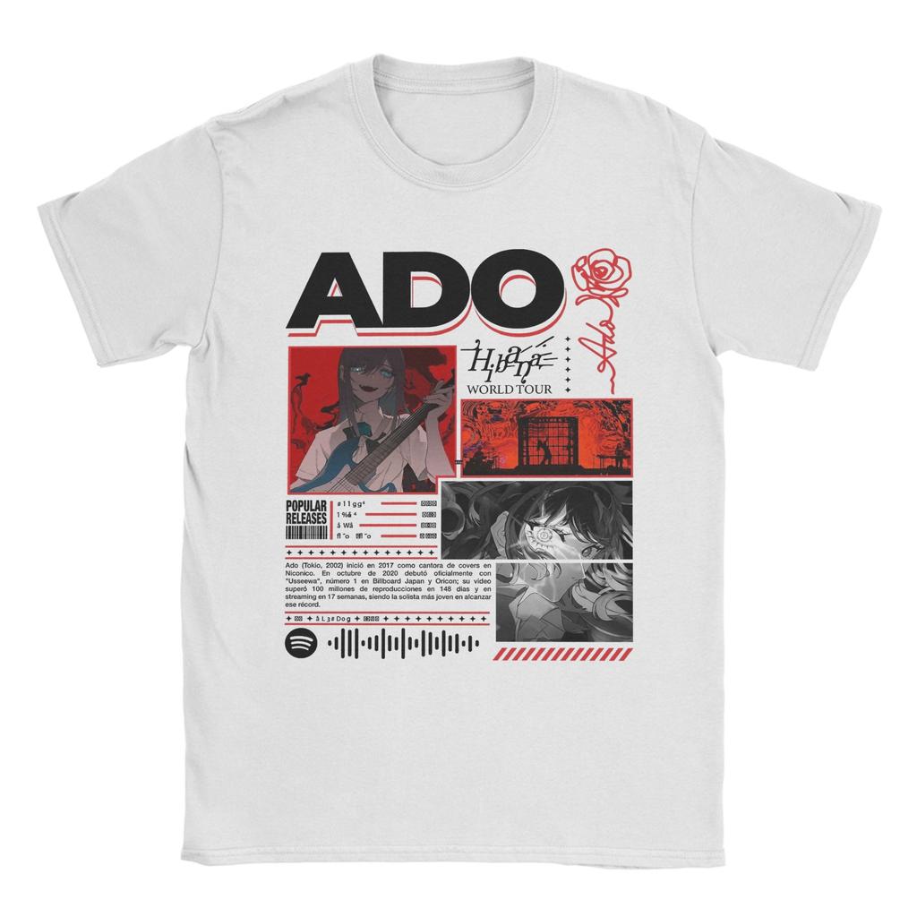 Męska koszulka ADO WORLD TOUR 100% bawełna Odzież Zabawna z krótkim rękawem z okrągłym dekoltem Koszulka Unikalne T-shirty