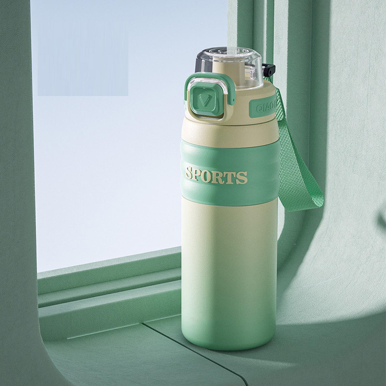 

20 oz Insulated Water Bottle With Straw, Stainless Steel Sports Water Bottle Wide Mouth for Sports one size зелений