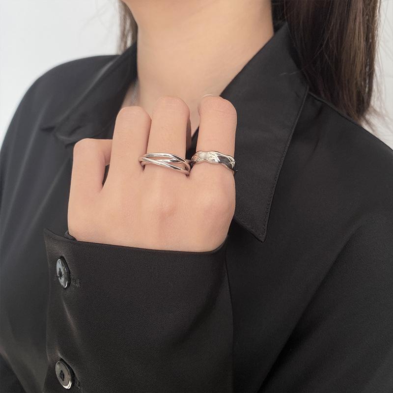 Cross Double Ring,Adjustable Finger Ring,Women Stack Ring,Minimalist Ring Set,Index Finger Ring,Unique Design Ring,Ladies Metal Ring,Personality Band