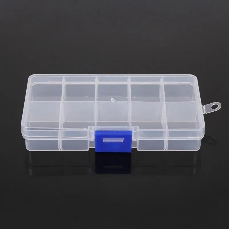 10 Grid Adjustable Organizer for Jewelry Compartments Plastic Transparent Jewel Bead Earring Case Cover Box Storage Container