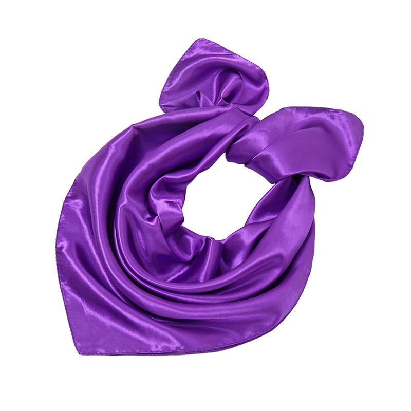 Fashion Satin Silk Square Scarf For Muslim Women Solid Color Soft Bandana Ladies Headband Casual Scarves 60*60Cm