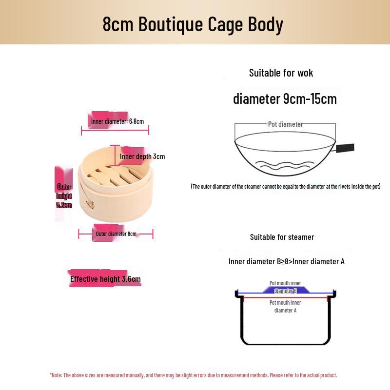 Mini Bamboo Xiao Long Bao Steamer with Steaming Grid for Dumplings