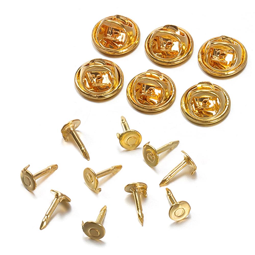 50 Jeux Broches Attaches Bouton Fermoir Papillon Support Badge à Pression Attache Broche Clou Attaches pour Bijoux DIY