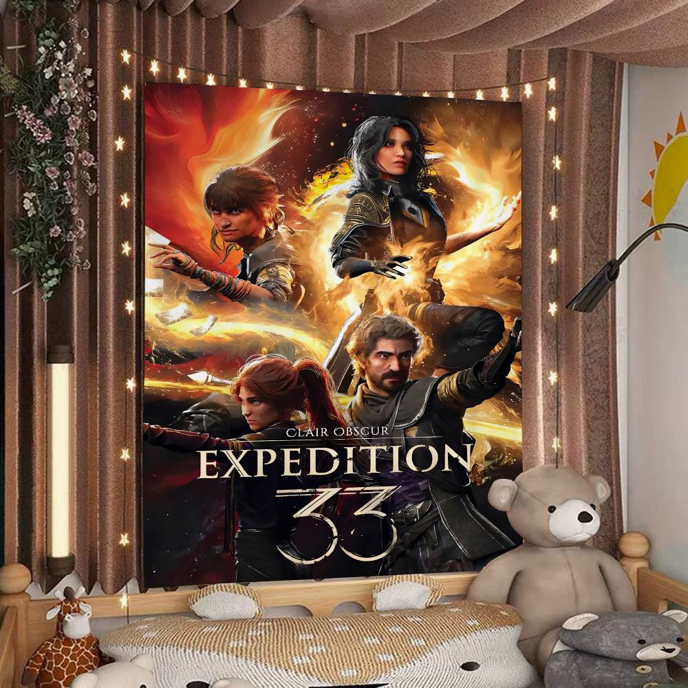 

CClair OObscur EExpedition 33 Anime Tapestry Hippie Flower Wall Carpets Dorm Decor Wall Hanging Home Decor 74x94cm(29x37in)