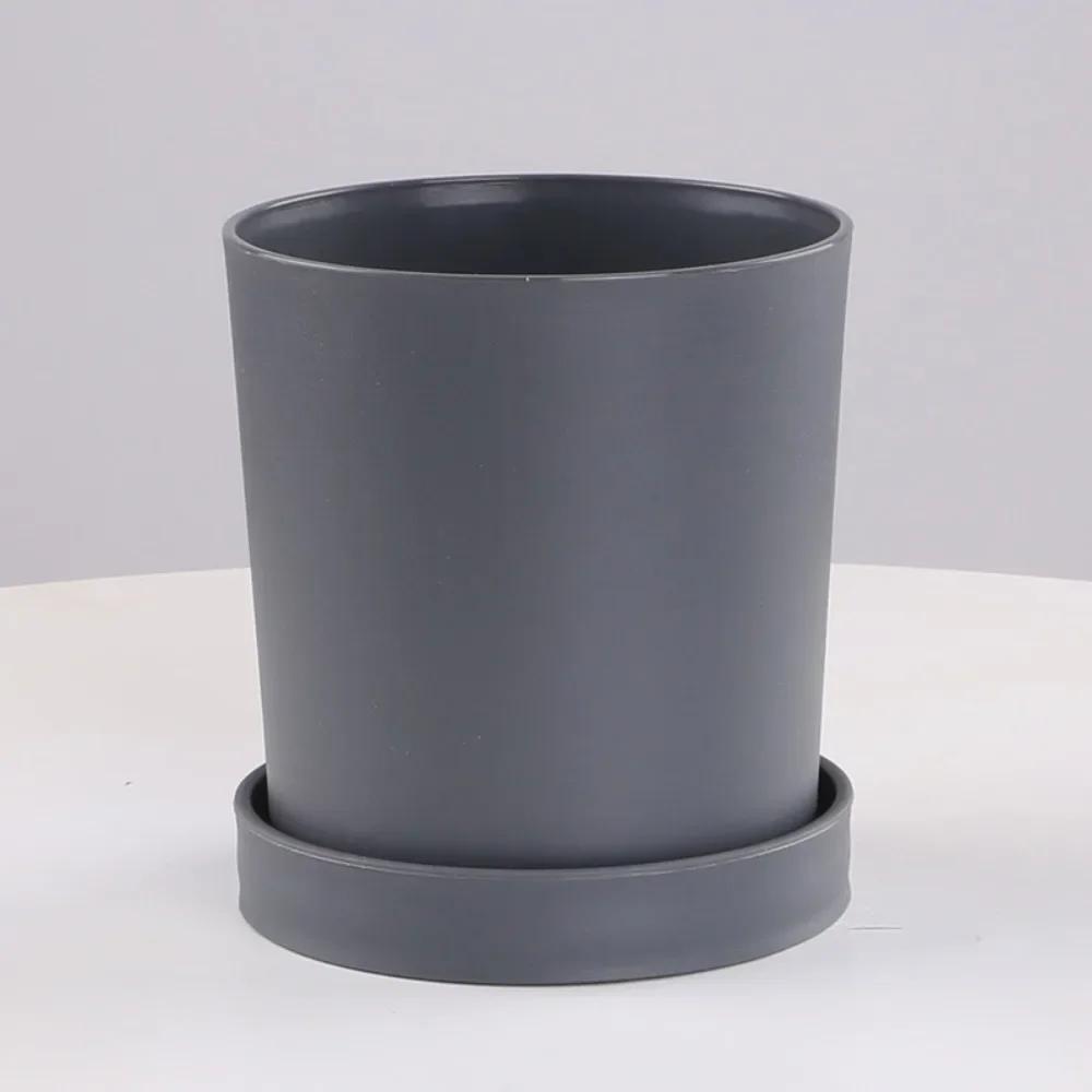 Новый Цветочный горшок с поддоном Пластиковый Однотонный Цветочный горшок Дышащий Круглый Декоративные Горшки