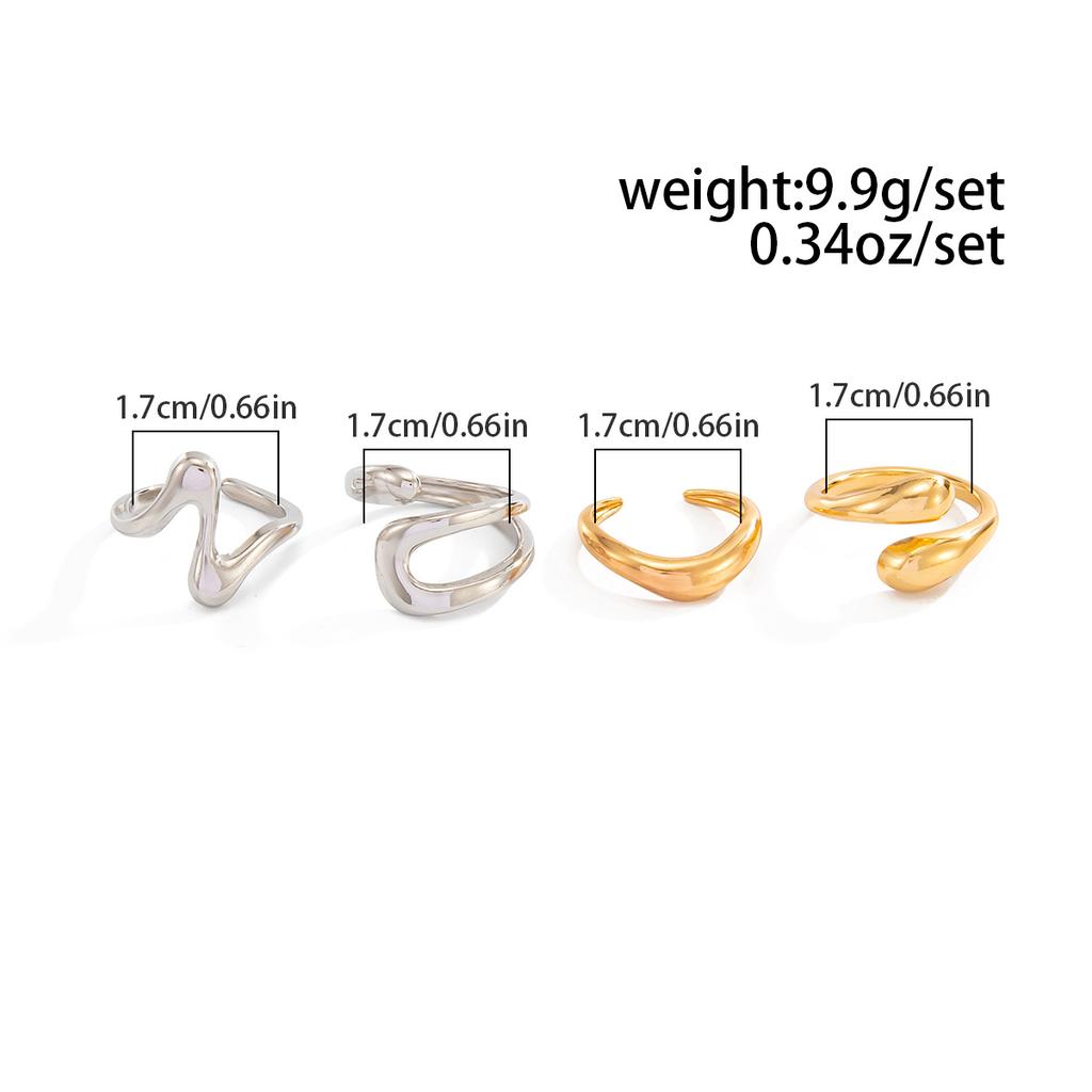Vintage Smooth Adjustable Joint Open Rings for Women Exaggerated Gold Color Geometric Finger Rings Hip Hop Daily Jewelry Gift New
