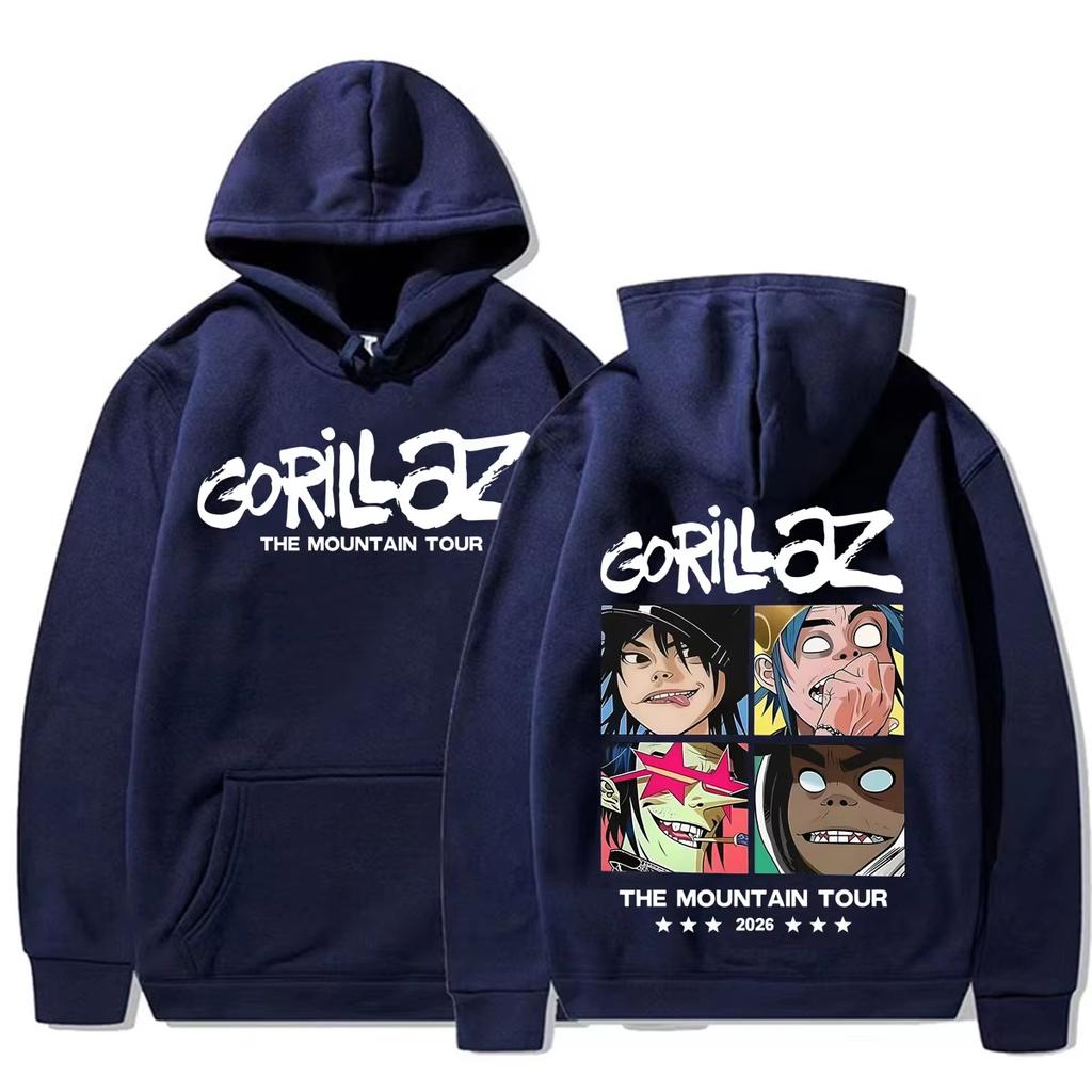 Gorillaz Band The Mountain 2026 Tour Hoodies Men Women Harajuku Gothic High Street Sweatshirt Casual Soft Cotton Sweatshirt