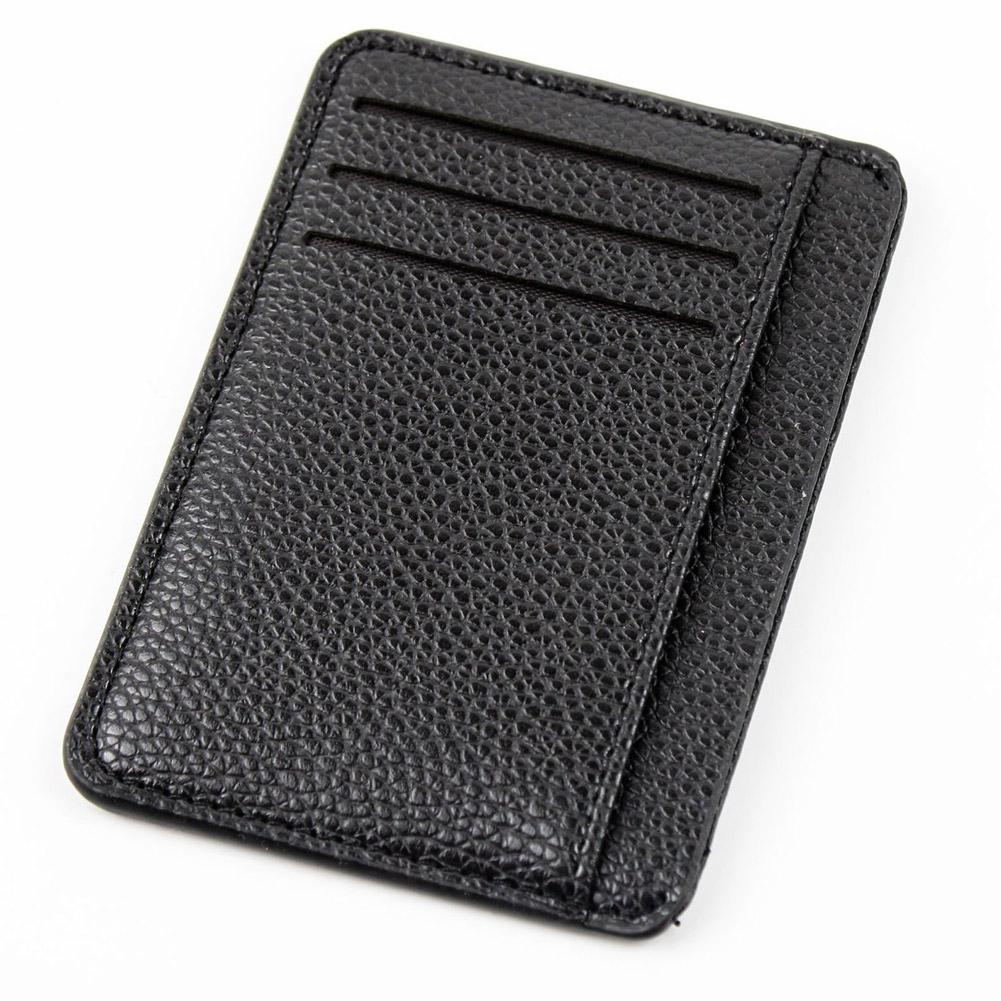 

ID Credit Bank Card Holder Wallet Men Card Holder PU Leather 6 Cards Slot Ultra-thin Lichee Pattern Money Wallet