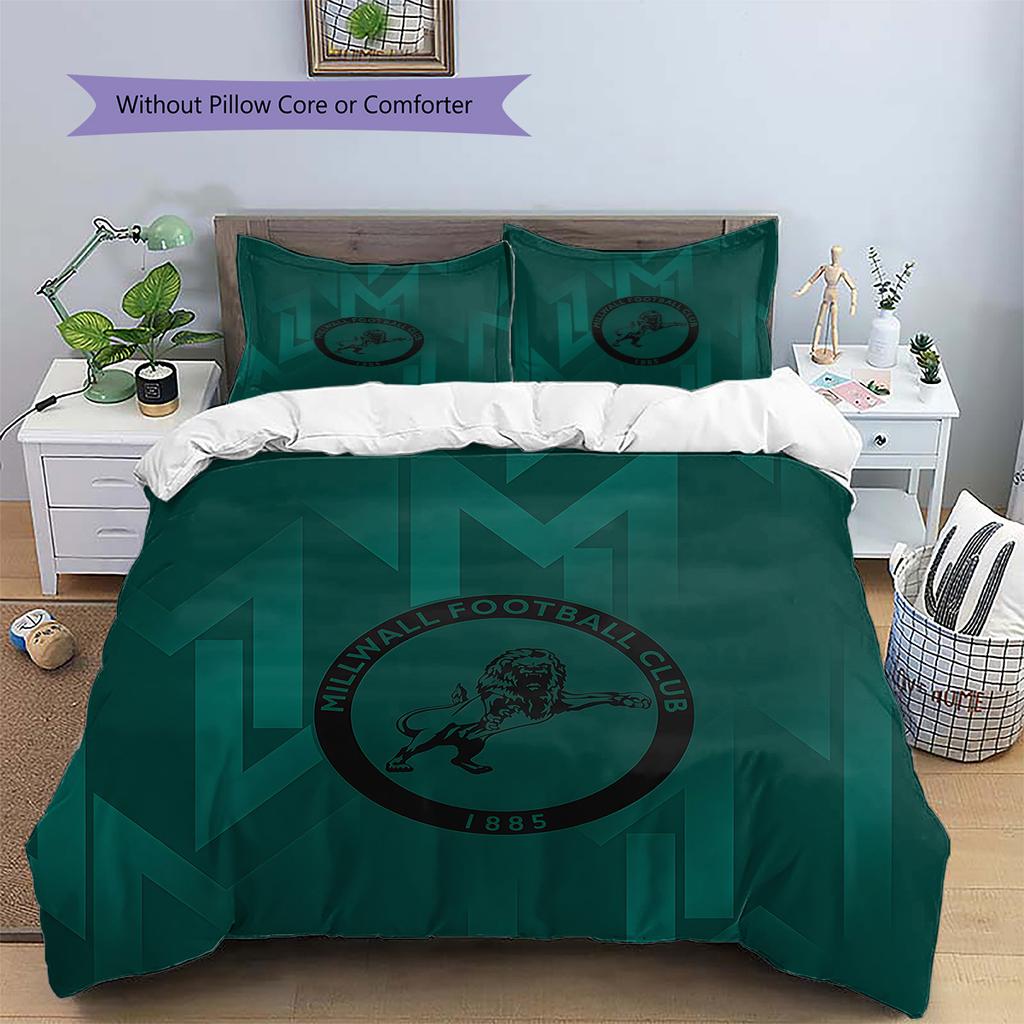 Millwall FC Pattern Bedding Quilt Set Home Decoration Gift (1 * Duvet Cover + 2 * Pillowcase Without Core).xwn