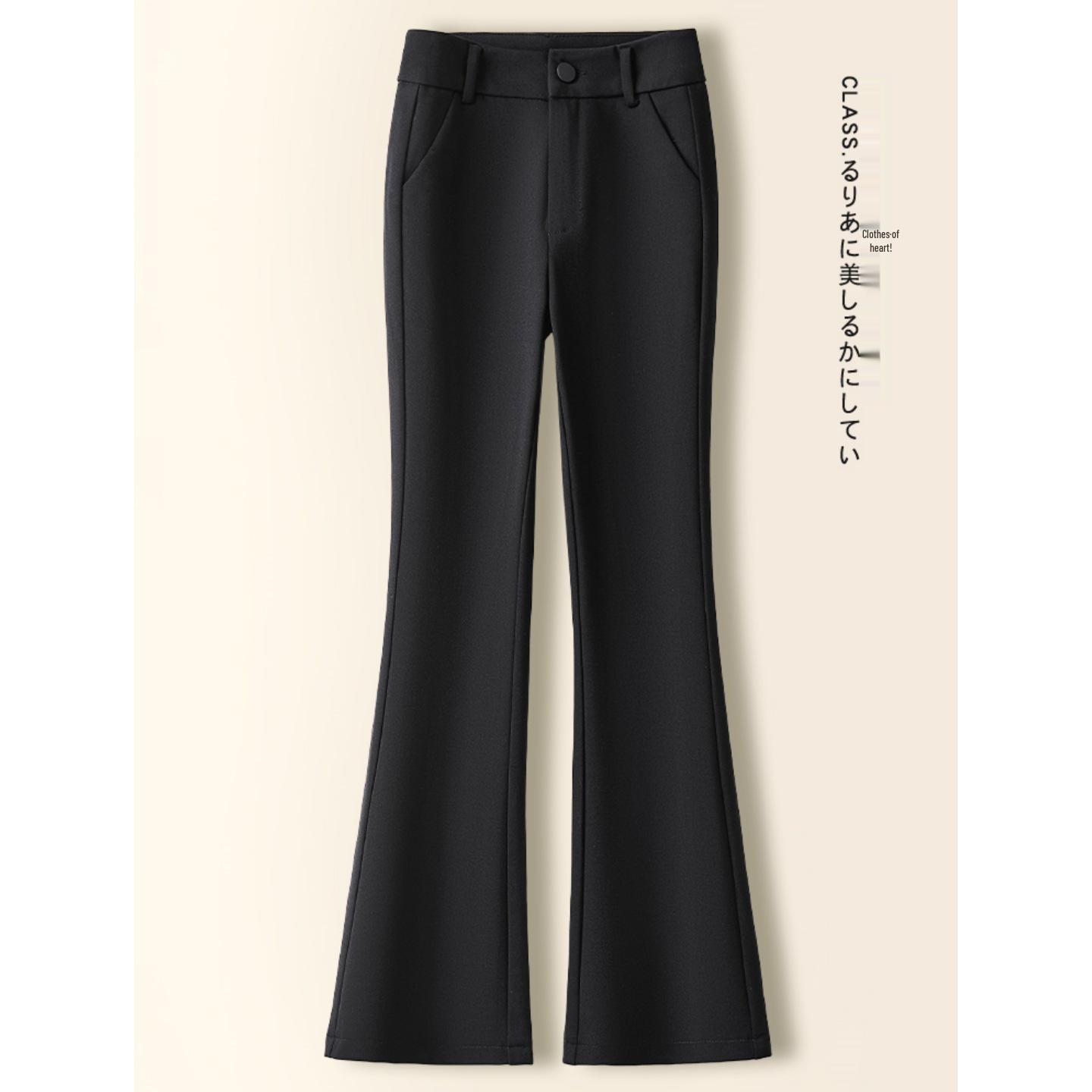 

Women s Black High-Waisted Micro-Flare Bell-Bottom Pants – Slimming, Petite Friendly, Perfect for Spring and Autumn L