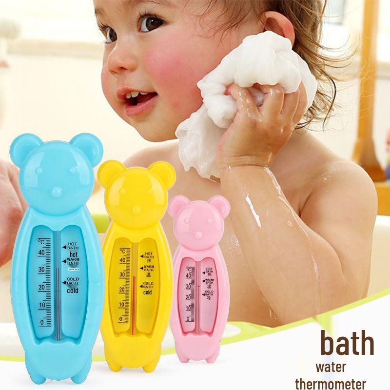 Cartoon Bear Baby Bath Safety Dual Thermometer: Anti-Scald, Dry & Wet Use