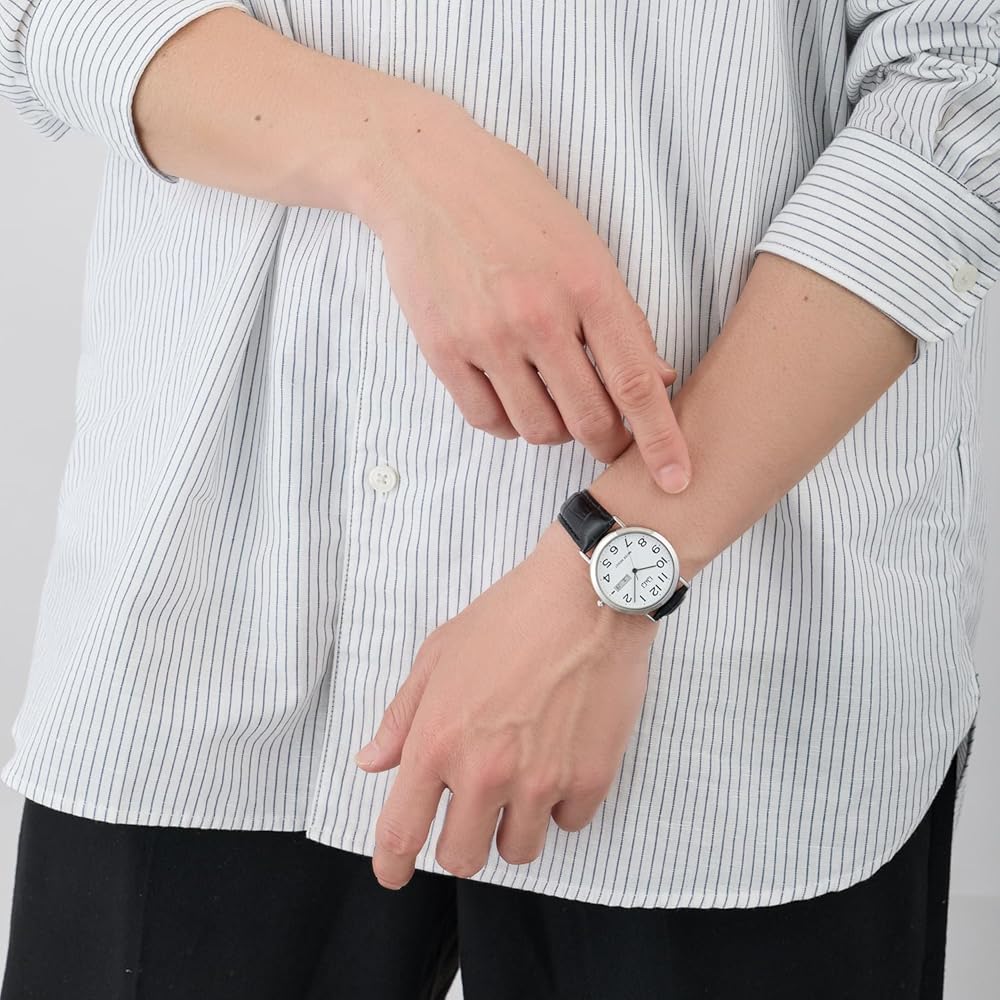 Citizen Q&Q Analog Waterproof Watch Date Day Leather Strap A202-304 Men's White