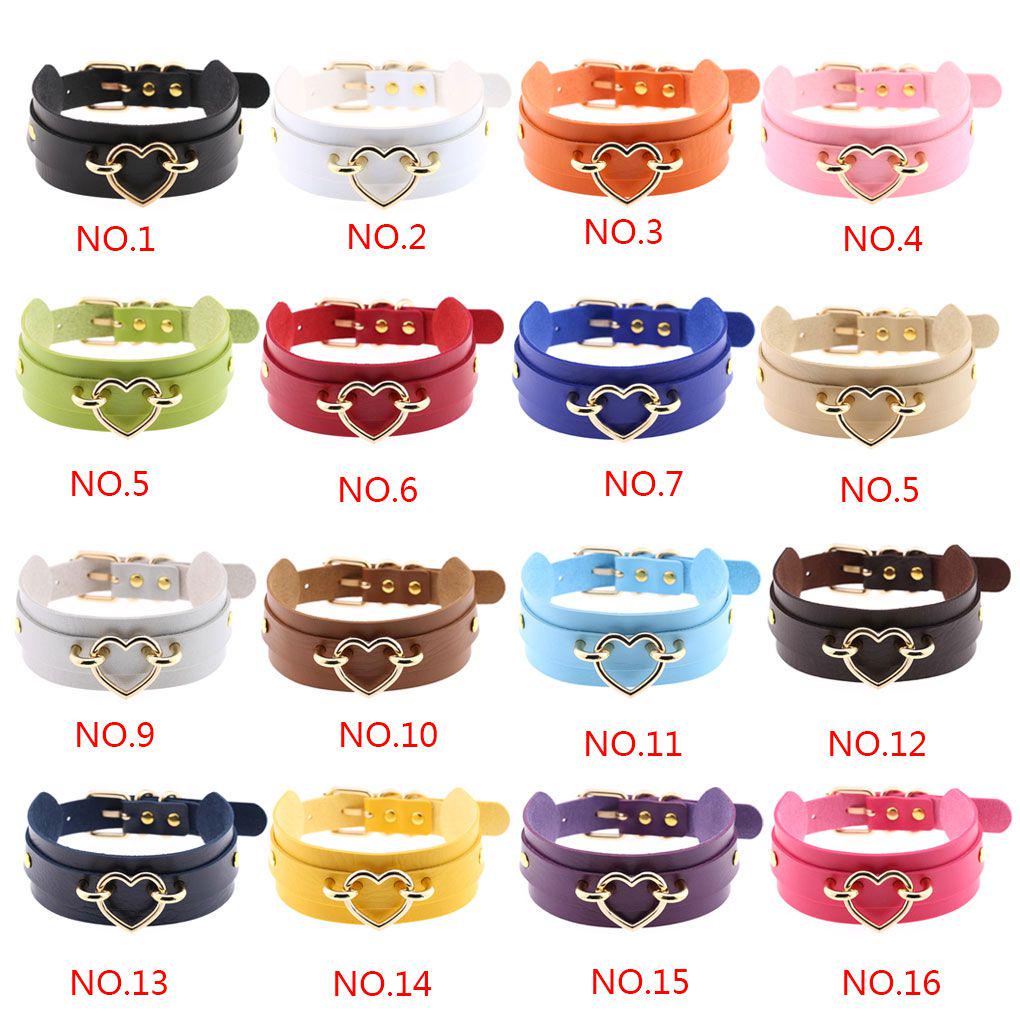 Women Girls Choker Heart Necklace Female PU Leather Choker Statement Necklace Jewelry Neck Harness