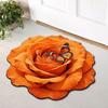 3D Flower Floor Mat Large Flower Shape Living Room Rug Realistic Floral Butterfly Floor Rug with Anti-Slip Bottom for Home Bedroom Dining Room
