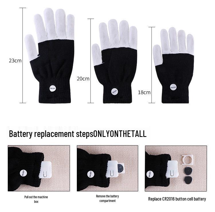 LED Multicolor Light-Up Fingerless Gloves for Halloween & Christmas - Flashing White Knit for Adults & Kids