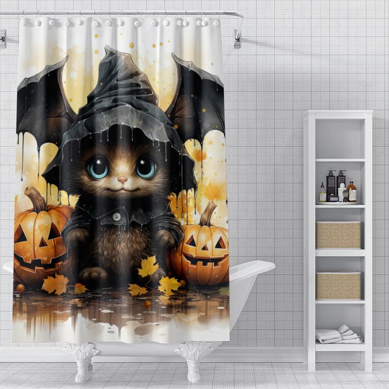 Home Shower Curtains for Bathroom Waterproof Fabric Modern Nordic Style Living Room Curtain Halloween Autumn Pumpkin Decoration